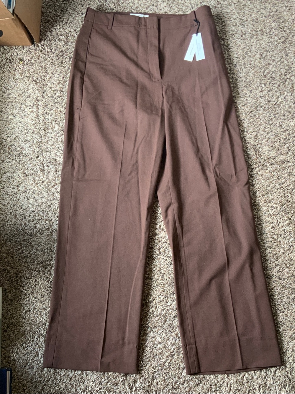 Banana Republic Wide Leg Pants in Brown, Modern Italian Wool, NEW